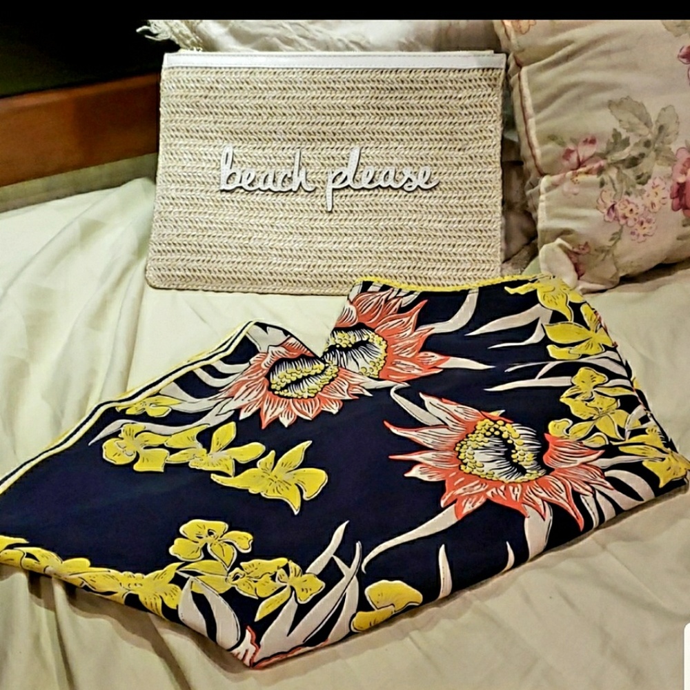 Lux Brilliant Blue Yellow Florals Long Skirt-M